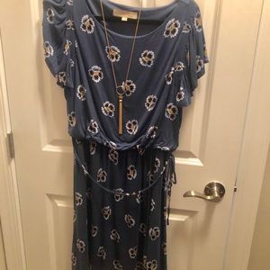 LOFT floral print midi dress